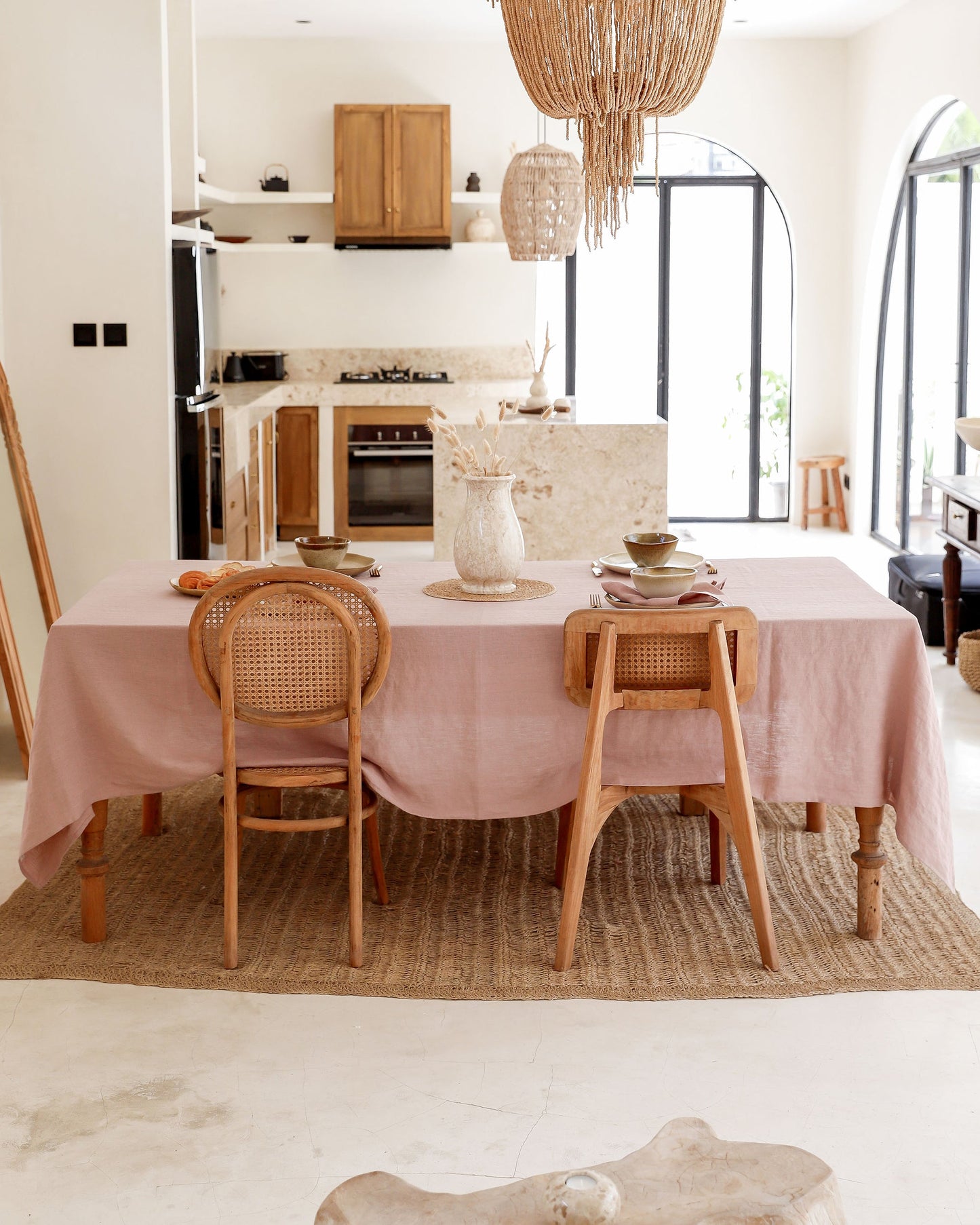 Woodrose Linen tablecloth