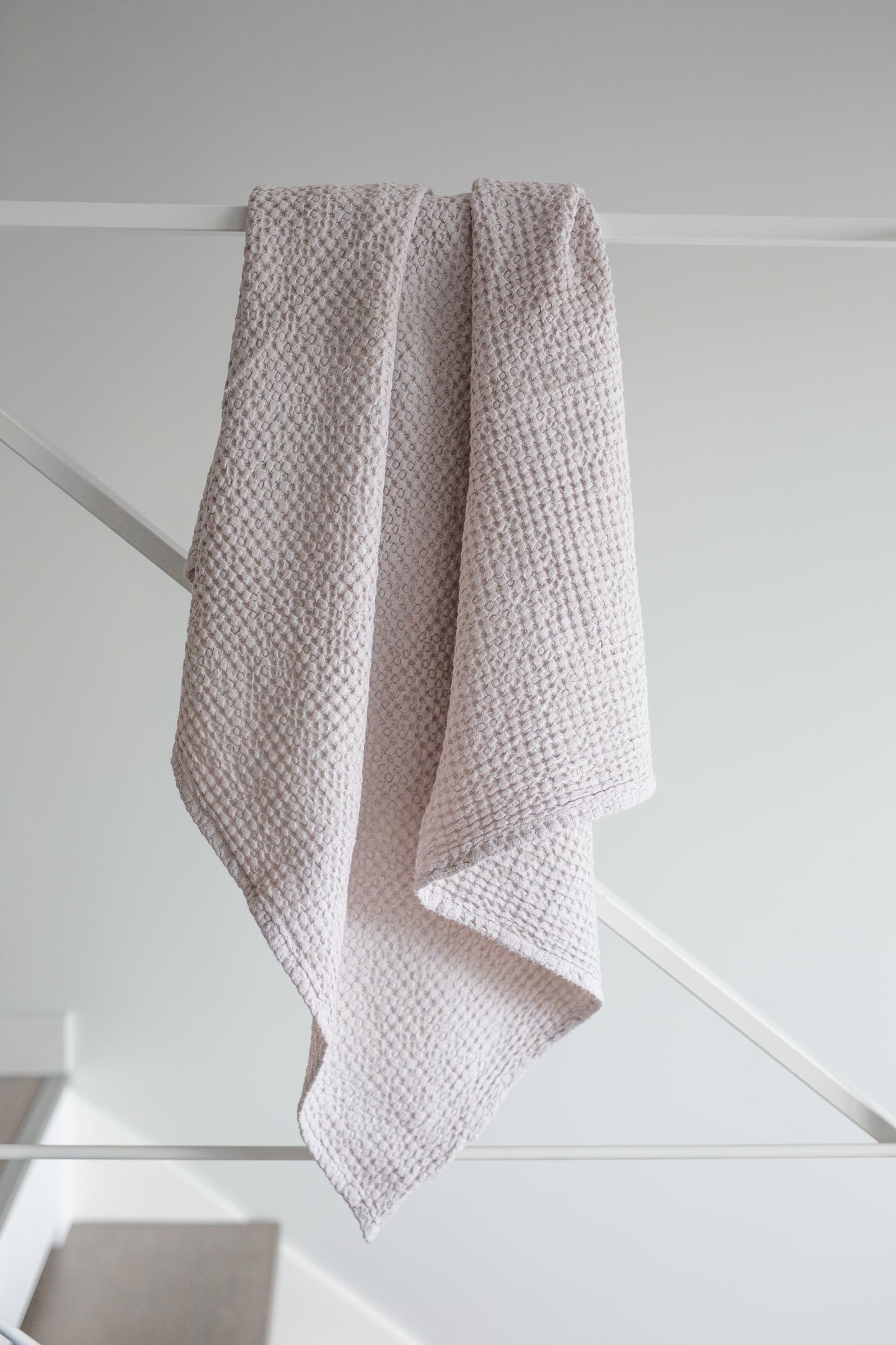 Linen Waffle Towels Towels AmourLinen Bath Towel Cream