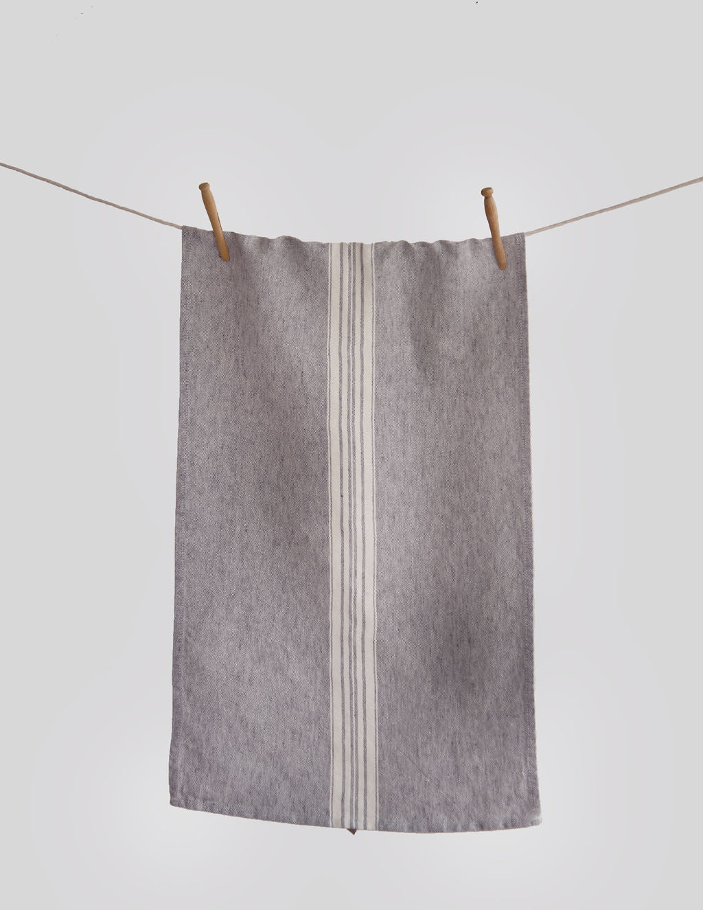 Maison Tea Towels Tea Towels Linen Way Charcoal with White Stripes