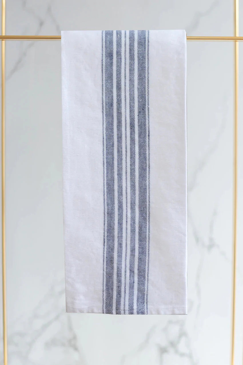 Maison Tea Towels Tea Towels Linen Way White with Blue Mirage Stripes
