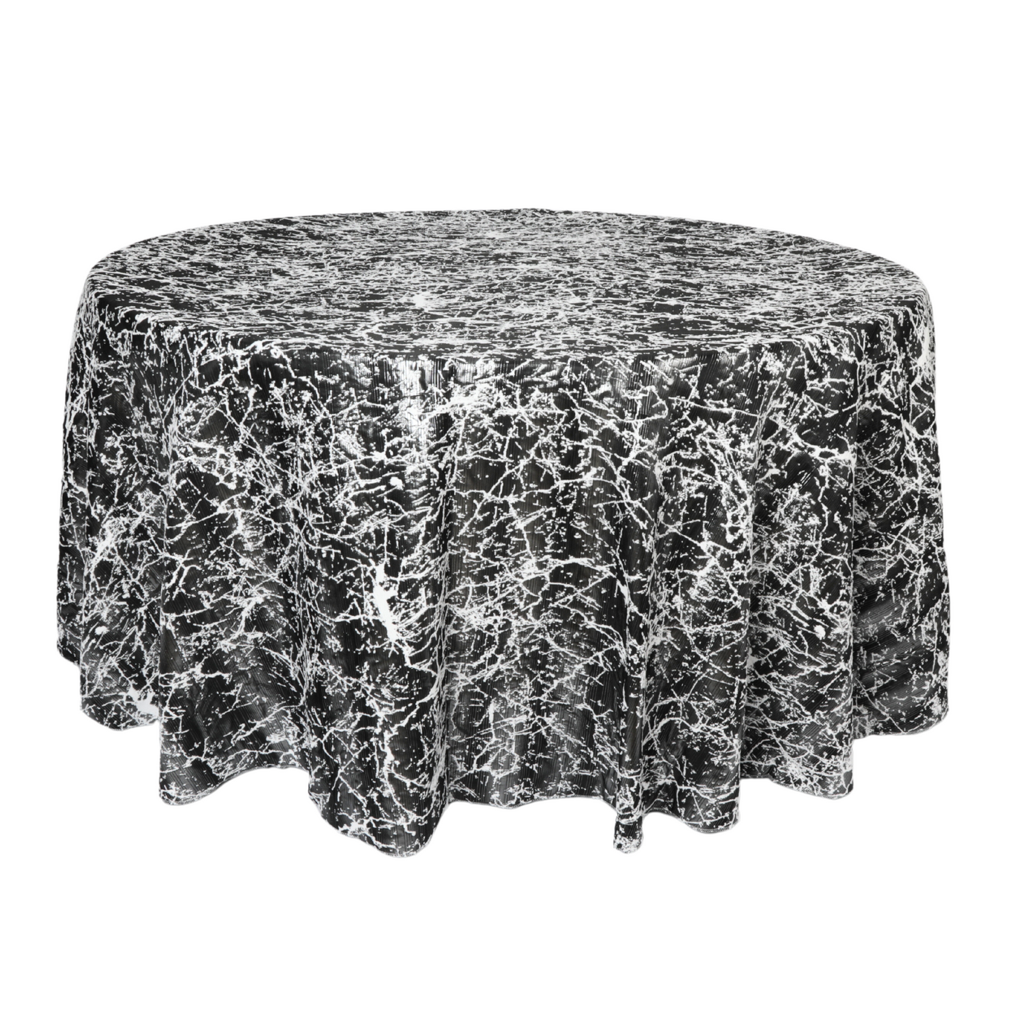 Marble Reversible Jacquard Tablecloth 120" Round  - Shimmer Black