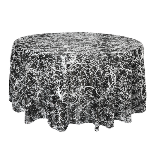 Marble Reversible Jacquard Tablecloth 120" Round  - Shimmer Black