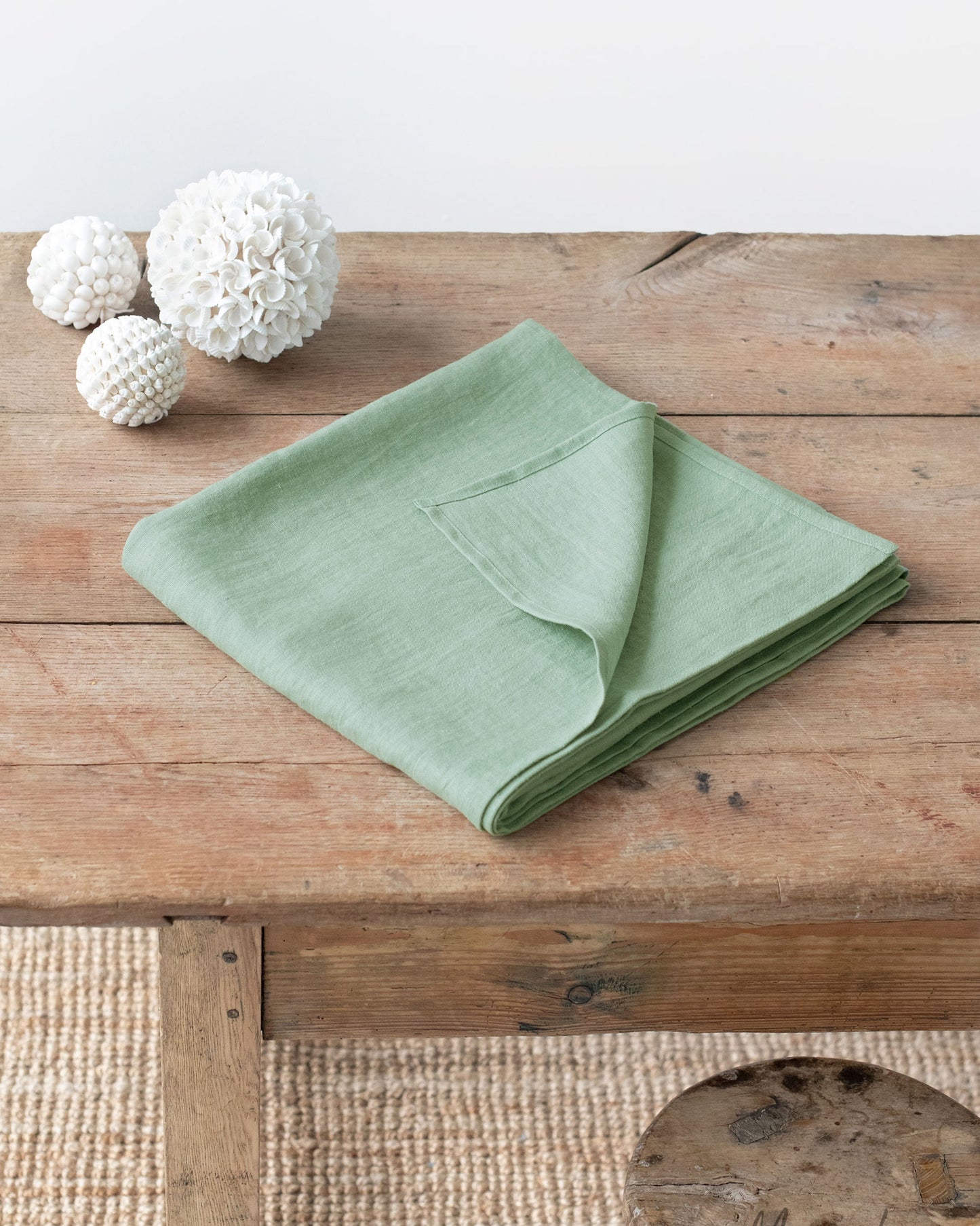 Matcha green linen tablecloth