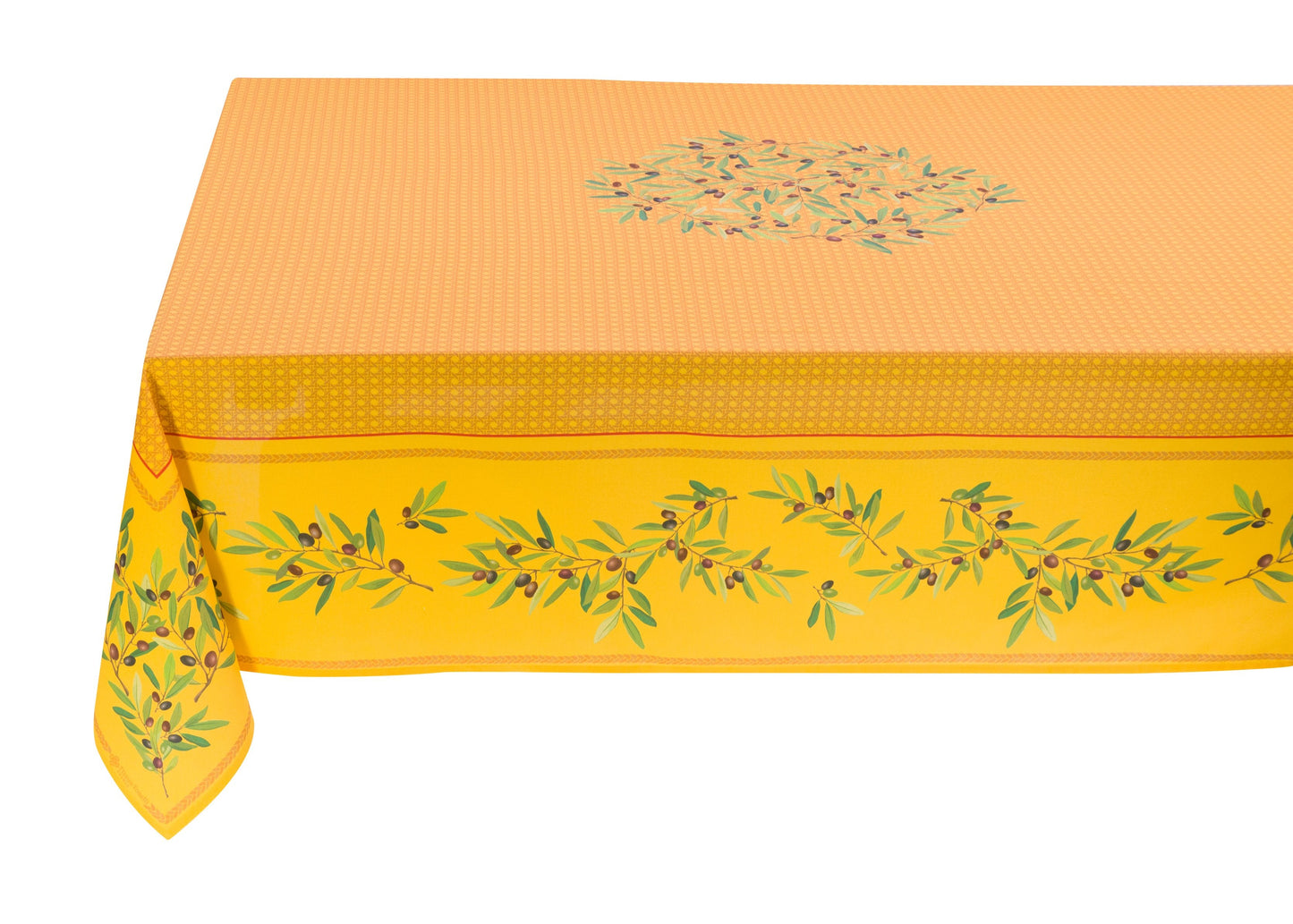 Nyons Yellow Rectangular Provencal Tablecloth | 59" x 78" | Easy Care Coated Cotton