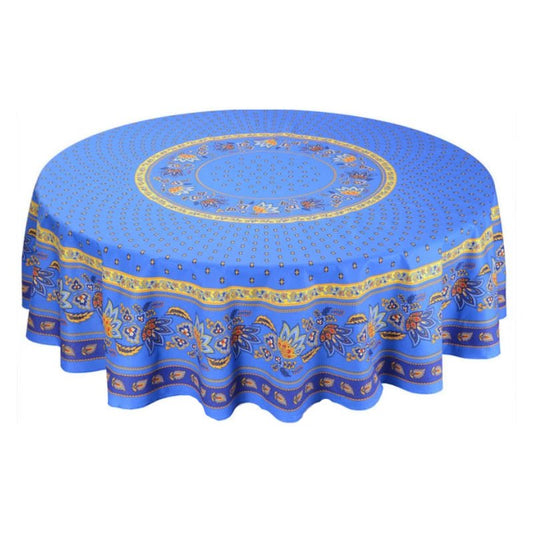 Lisa Blue Provencal Tablecloth | Sizes Available | Easy Care Coated Cotton