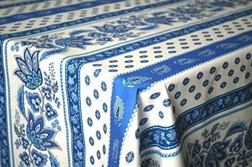 Lisa White Provencal Tablecloth | 60" x 84" | Easy Care Coated Cotton