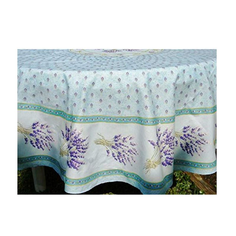 Lavender Light Blue Provencal Tablecloth | Sizes Available | Easy Care Coated Cotton