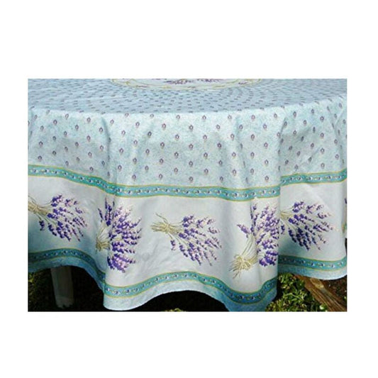 Lavender Light Blue Provencal Tablecloth | Sizes Available | Easy Care Coated Cotton