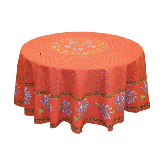 Red Lavender Provencal Tablecloth | Sizes Available | Easy Care Coated Cotton