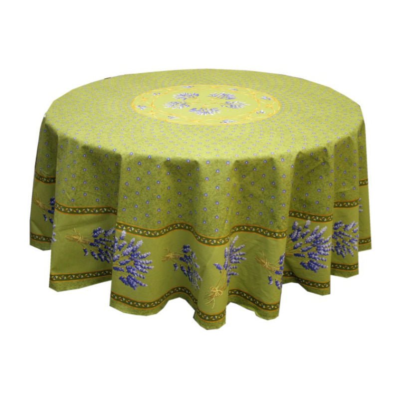 Lavender Green Provencal Tablecloth | Sizes Available | Easy Care Coated Cotton