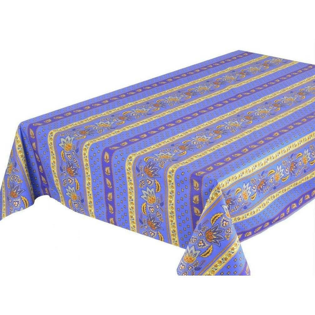 Lisa Blue Provencal Tablecloth | Sizes Available | Easy Care Coated Cotton