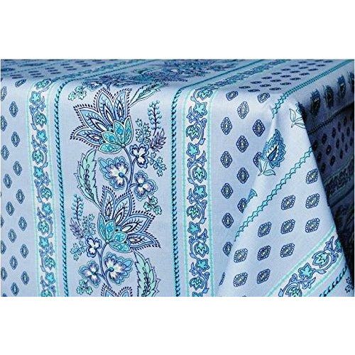 Lisa Turquoise Provencal Tablecloth | 60” x 84” | Easy Care Coated Cotton