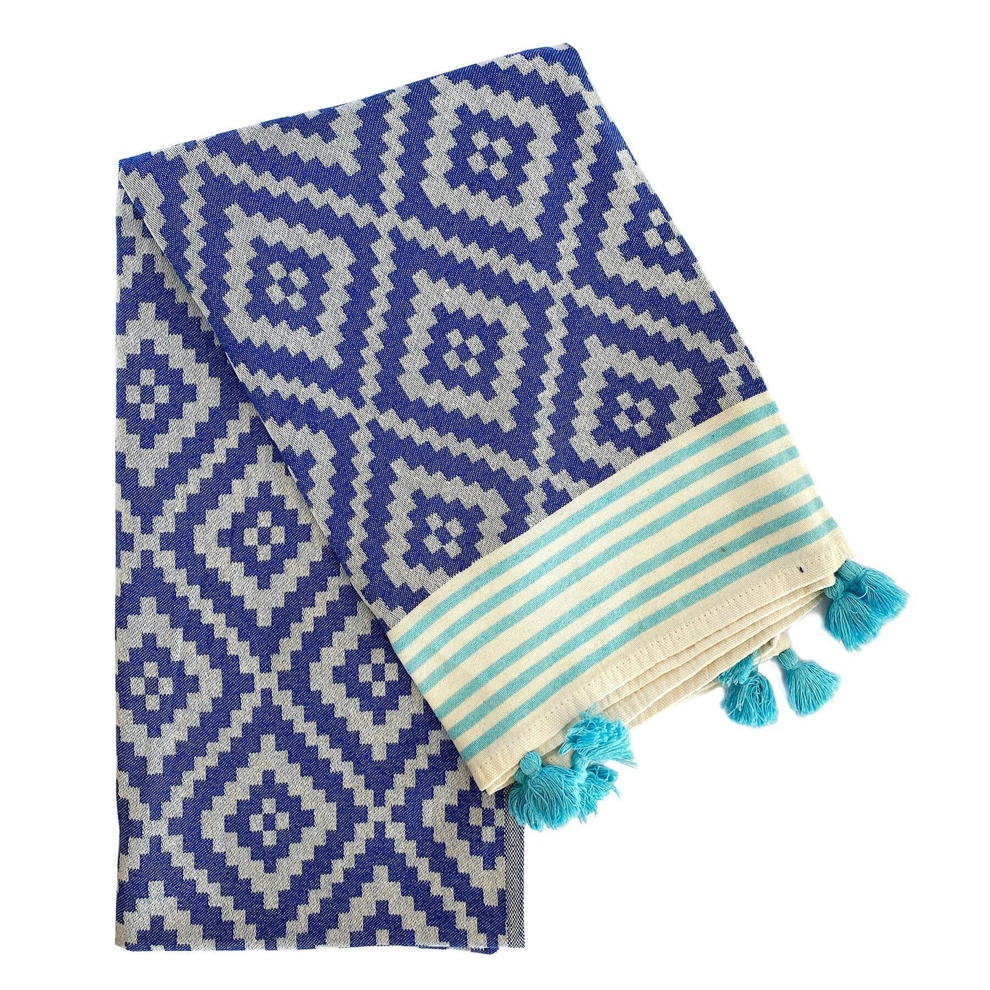 Merida Upcycled Turkish Towel / Blanket Multi Use Textiles Hilana: Upcycled Cotton Blue