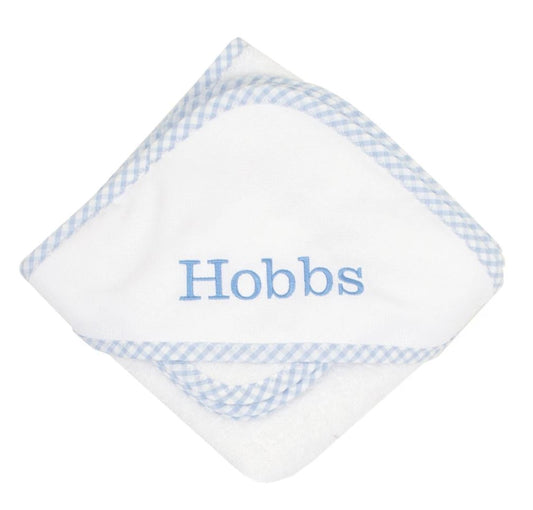 Monogramable Hooded Towel and Washcloth Set Hooded Bath Towels 3 Marthas Blue Check