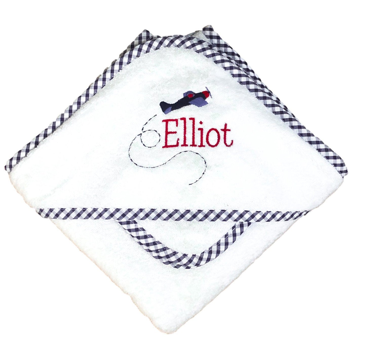 Monogramable Hooded Towel and Washcloth Set Hooded Bath Towels 3 Marthas Navy Check