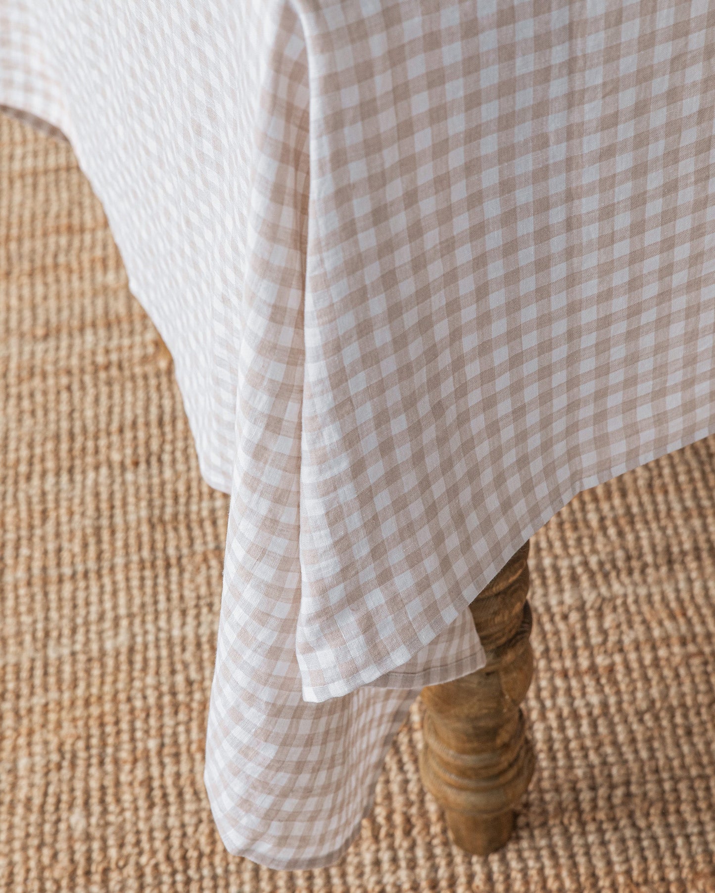 Natural Gingham Linen tablecloth