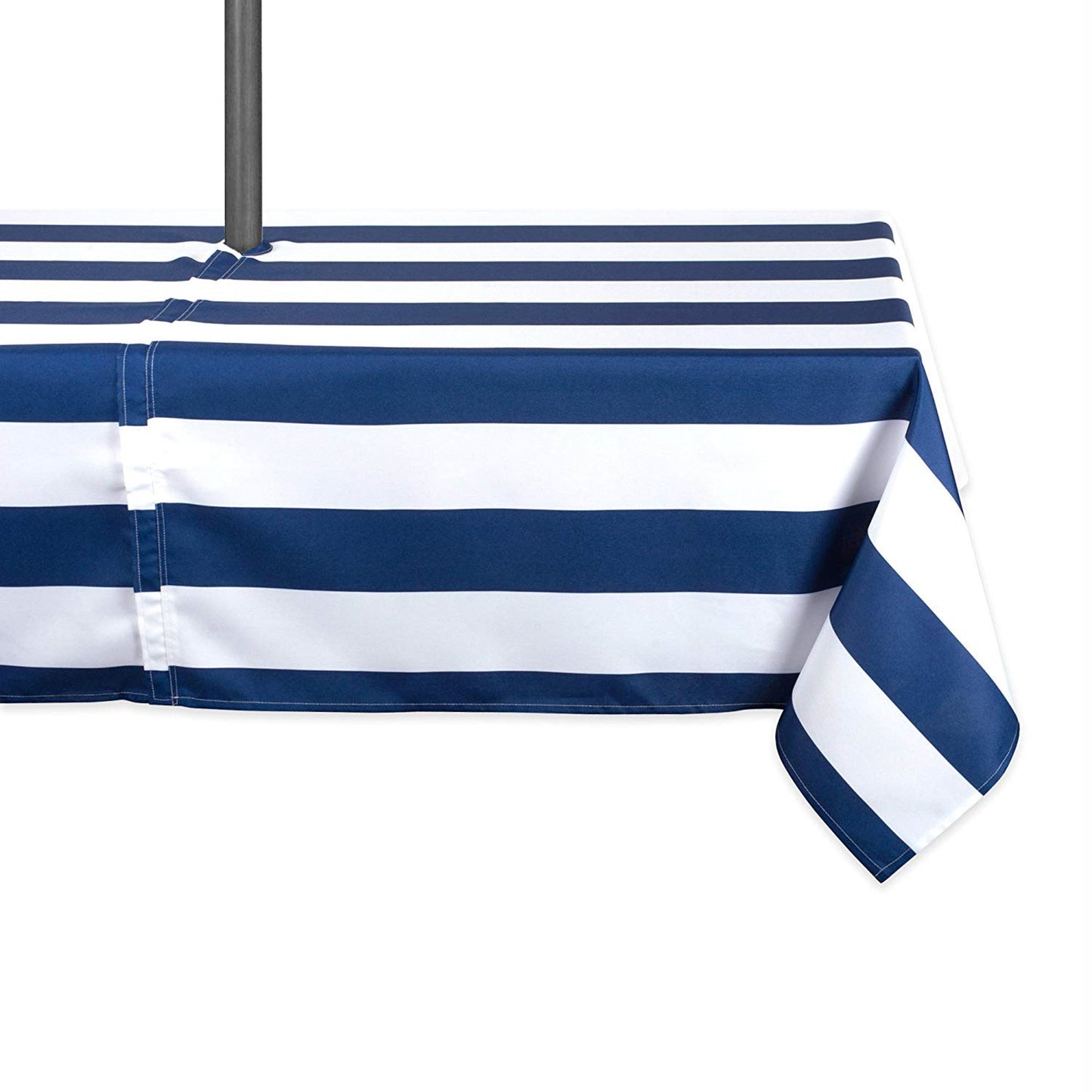 Nautical Blue Cabana Stripe 60"x120" Outdoor Tablecloth With Zipper