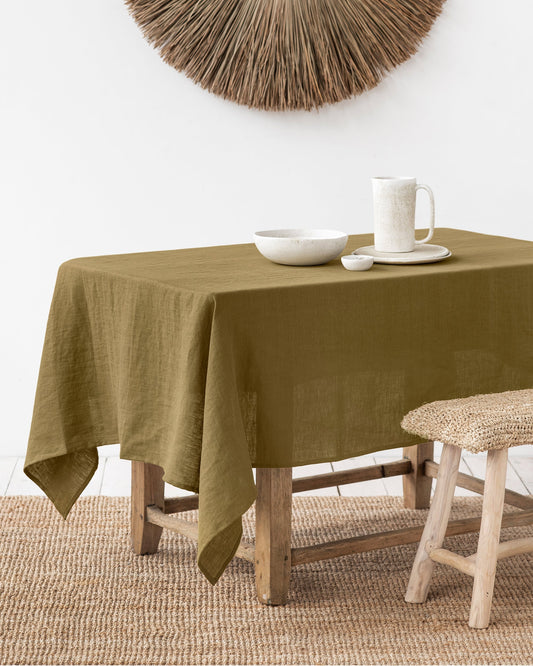 Olive Green Linen tablecloth