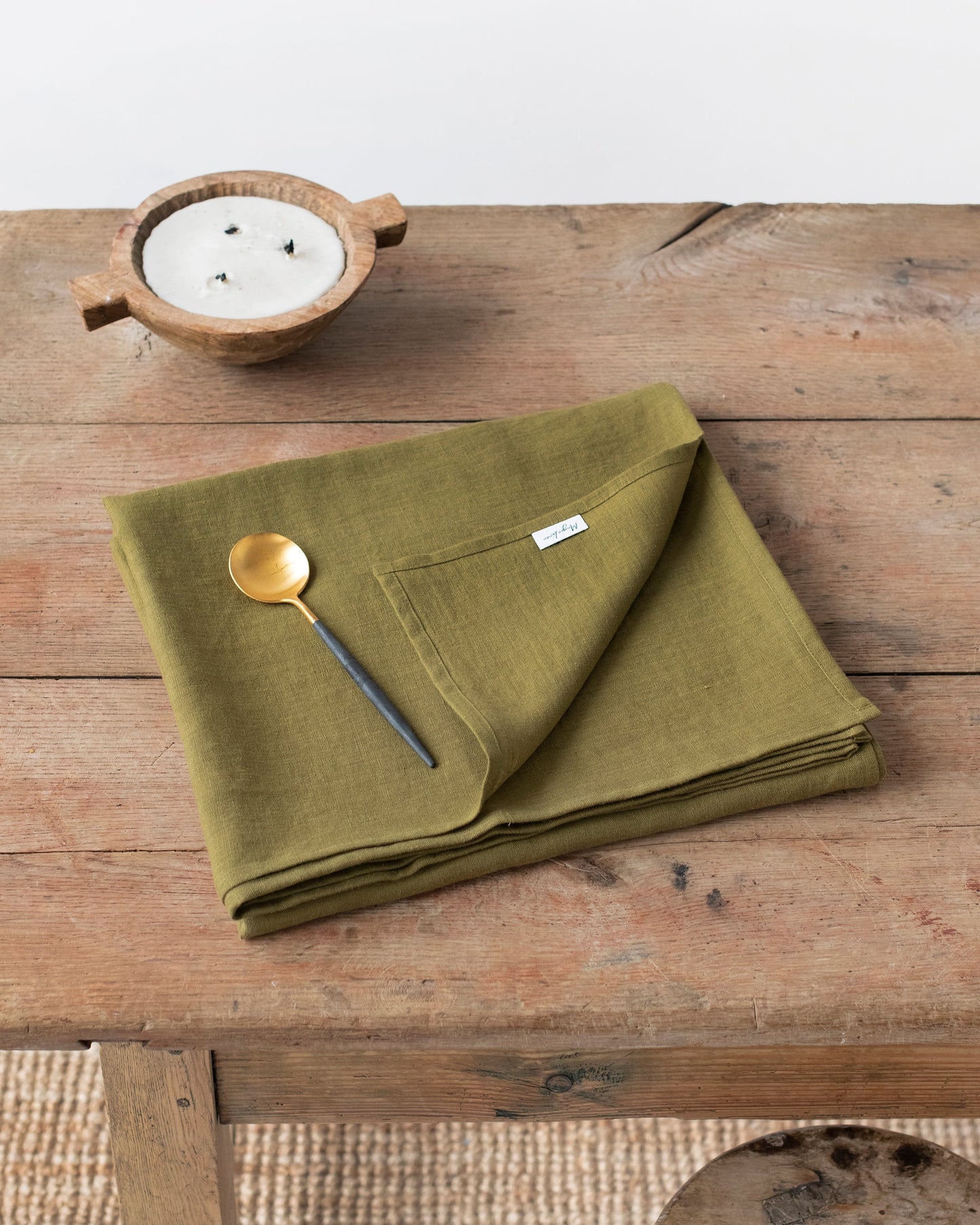 Olive Green Linen tablecloth