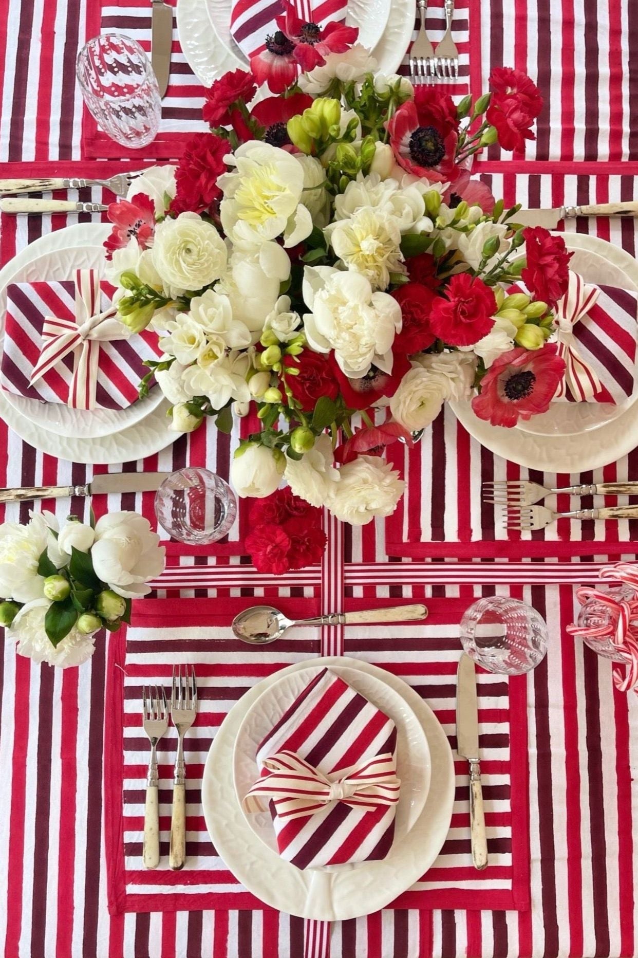 JA Basics - Red Stripes Tablecloth
