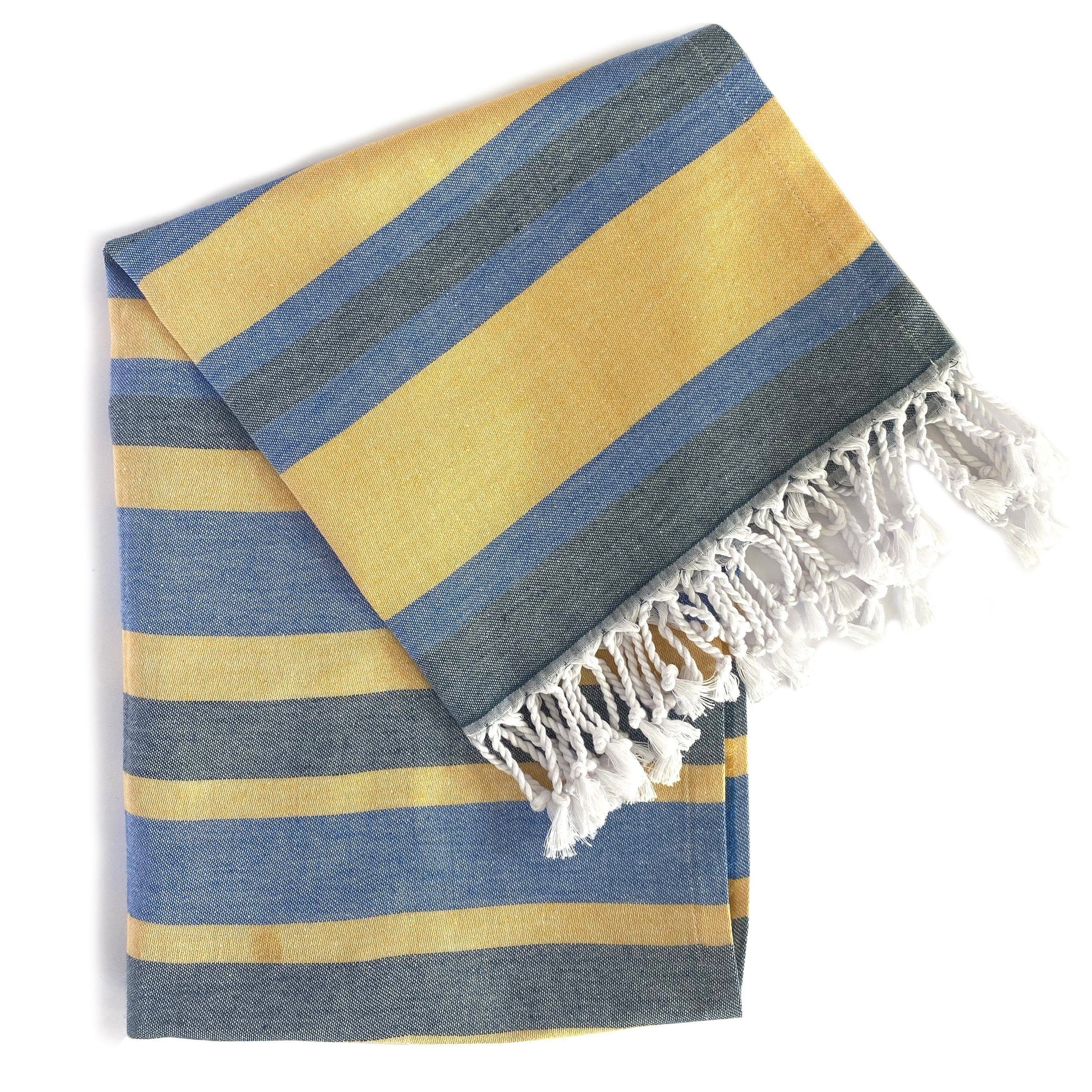 Samara Turkish Towel Multi Use Textiles Hilana: Upcycled Cotton Blue / Yellow
