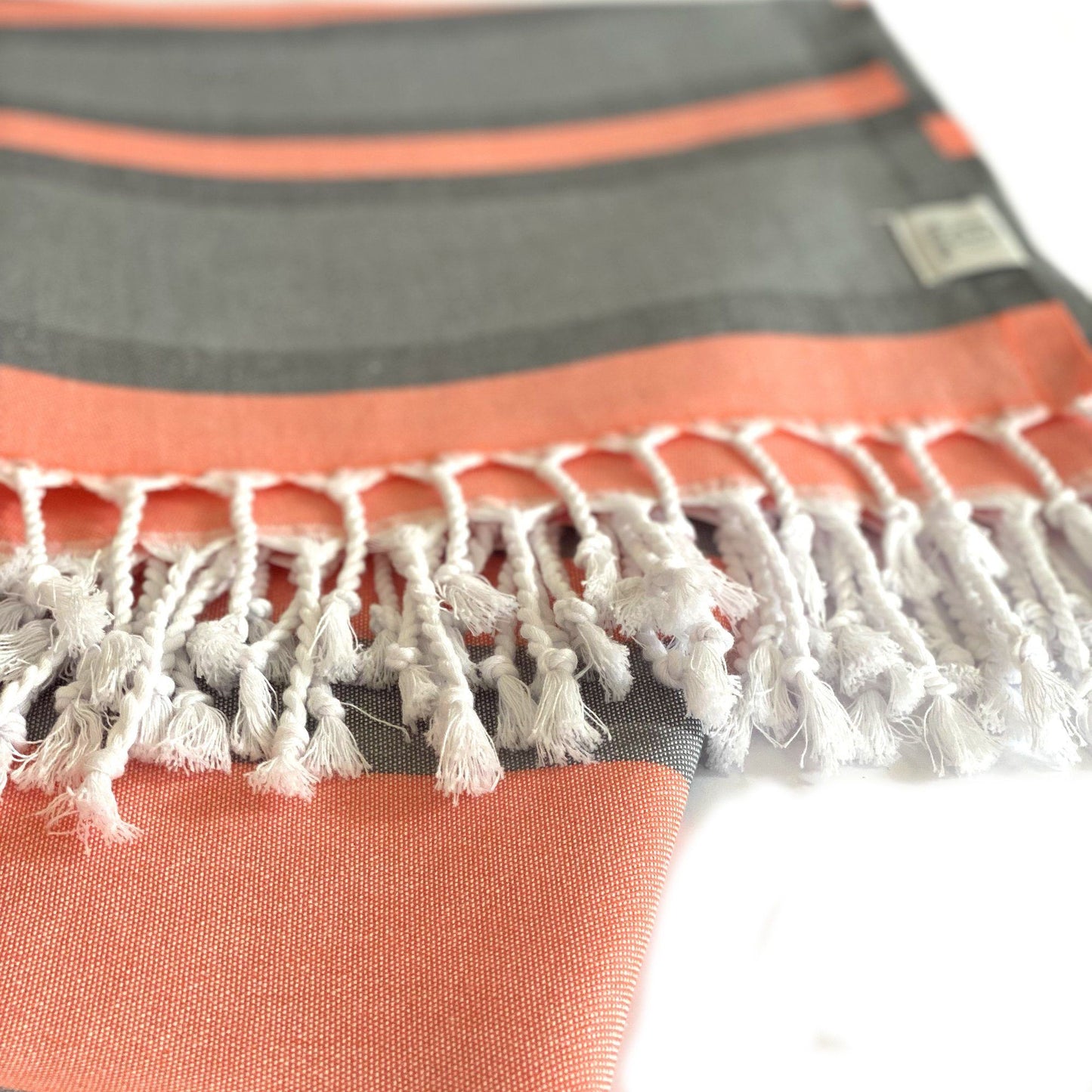 Samara Turkish Towel Multi Use Textiles Hilana: Upcycled Cotton Gray / Orange