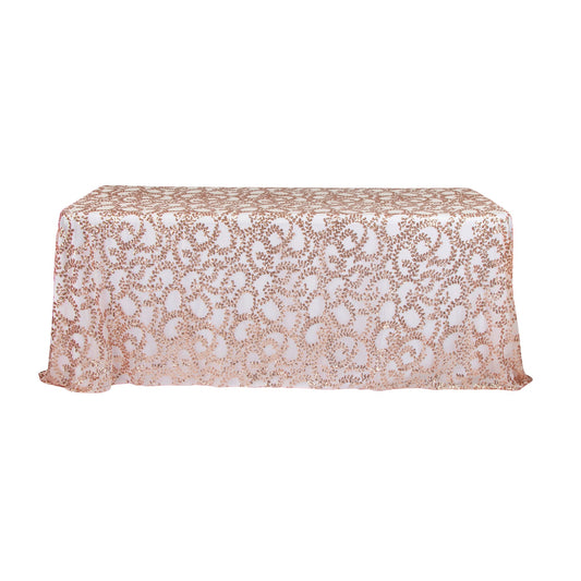 Sequin Vine Tablecloth Overlay 90"x132" Rectangle  - Blush/Rose Gold