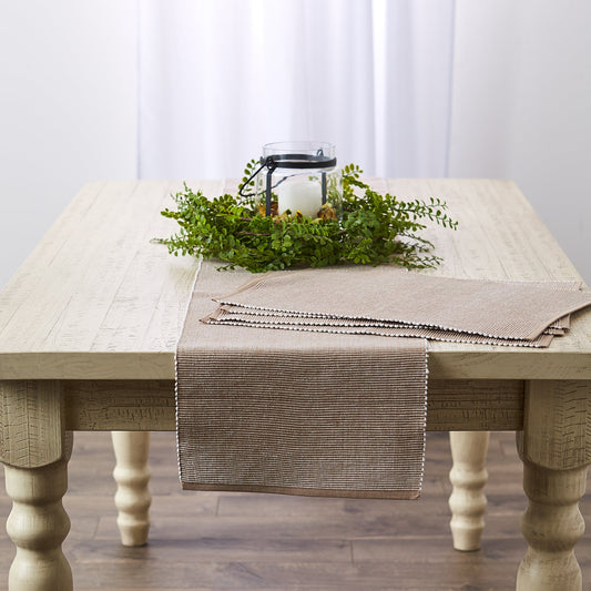 Stone & White 2-tone Ribbed 13"x108" Table Runner