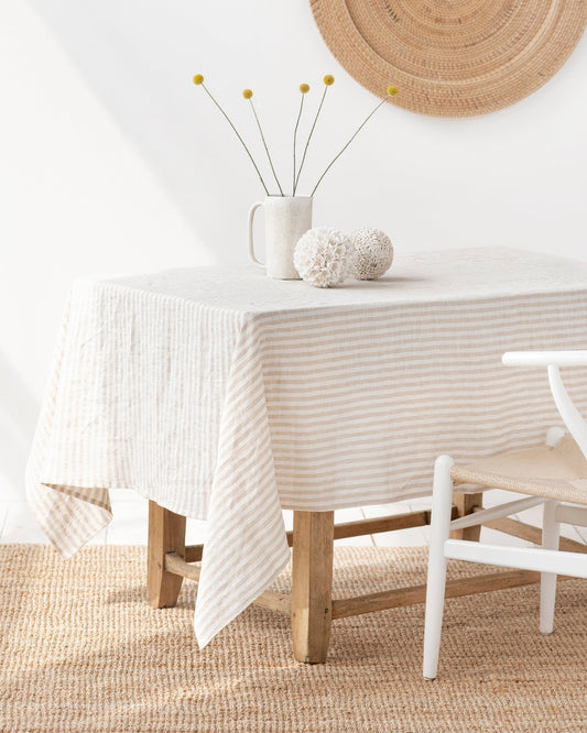 Striped in Natural Linen tablecloth