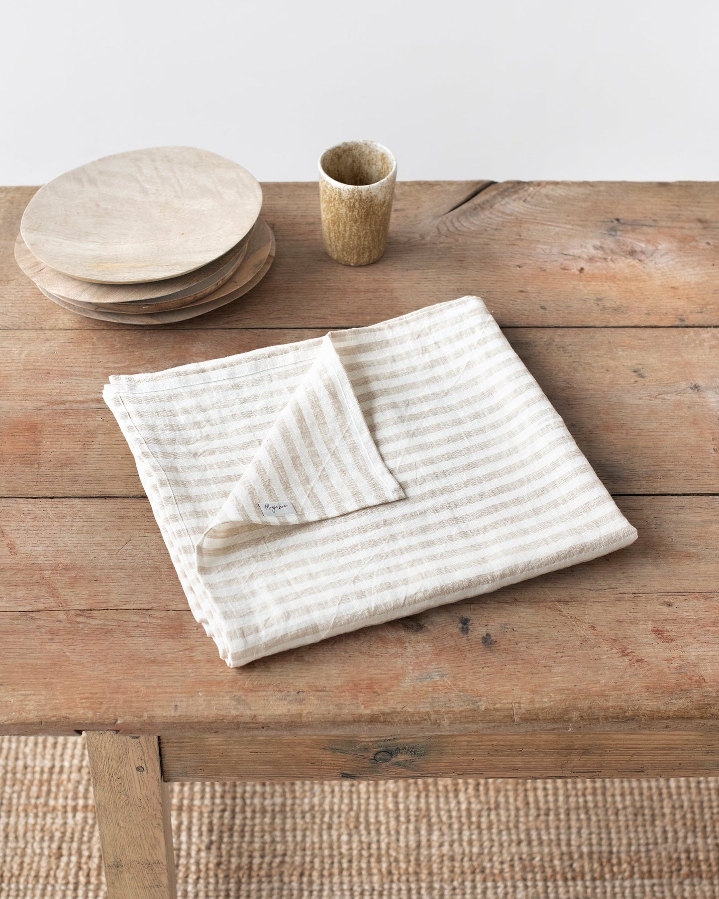 Striped in Natural Linen tablecloth