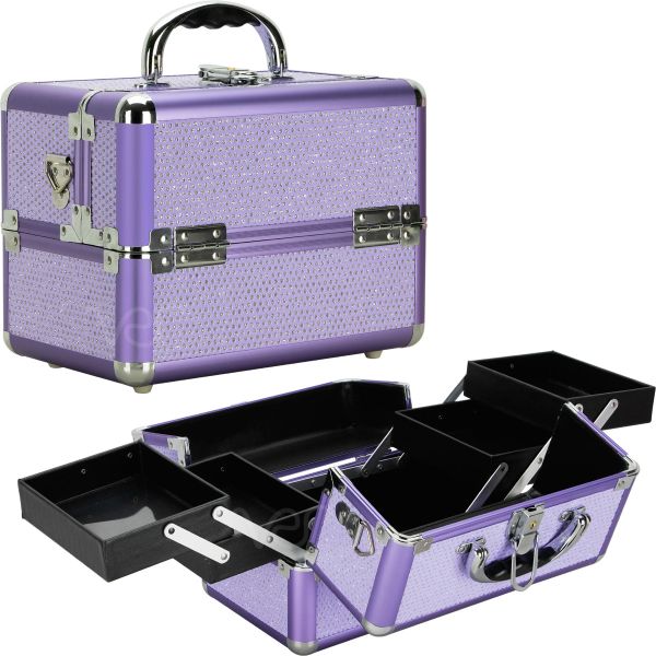 Just Case 4-Tiers Cantilever Trays Makeup Case (VK004) Makeup Cases Purple