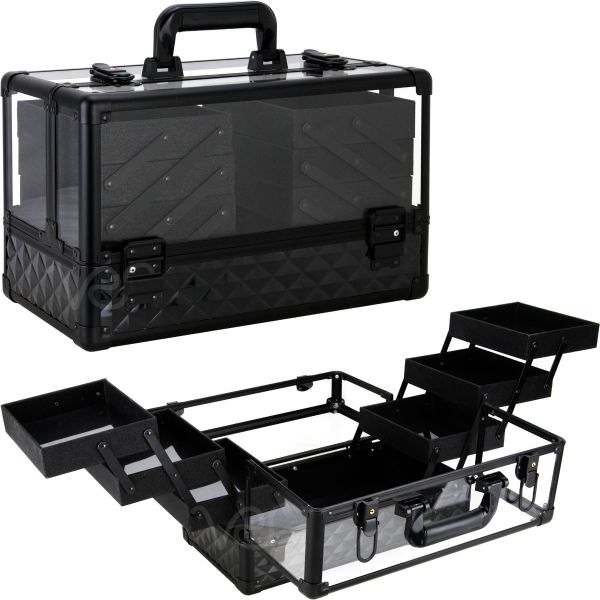Just Case Armored Acrylic 6 Tier Pro Makeup Case (JMP002) Makeup Cases Black