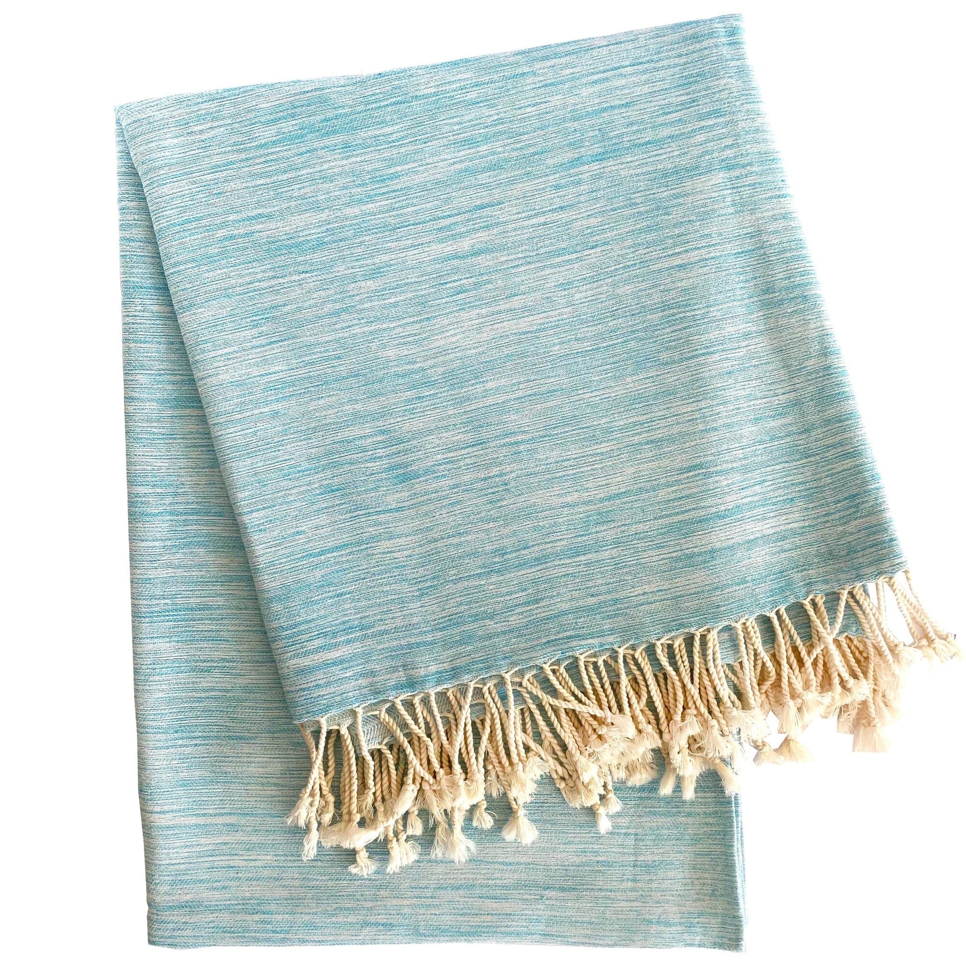 Yalova Upcycled Soft Marbled Turkish Throw Blanket Towels Hilana: Upcycled Cotton Turquoise